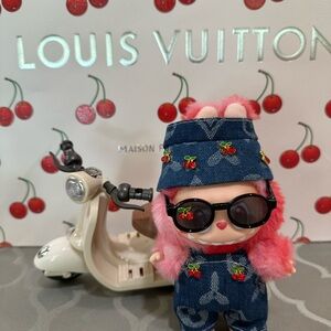 Labubu Vuitton Murakami Cherry Denim outfit handmade